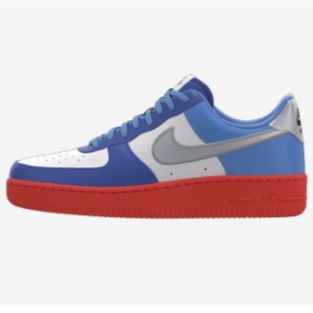 Nike Air Force 1 Low
 White, Blue, and Red Sneakers